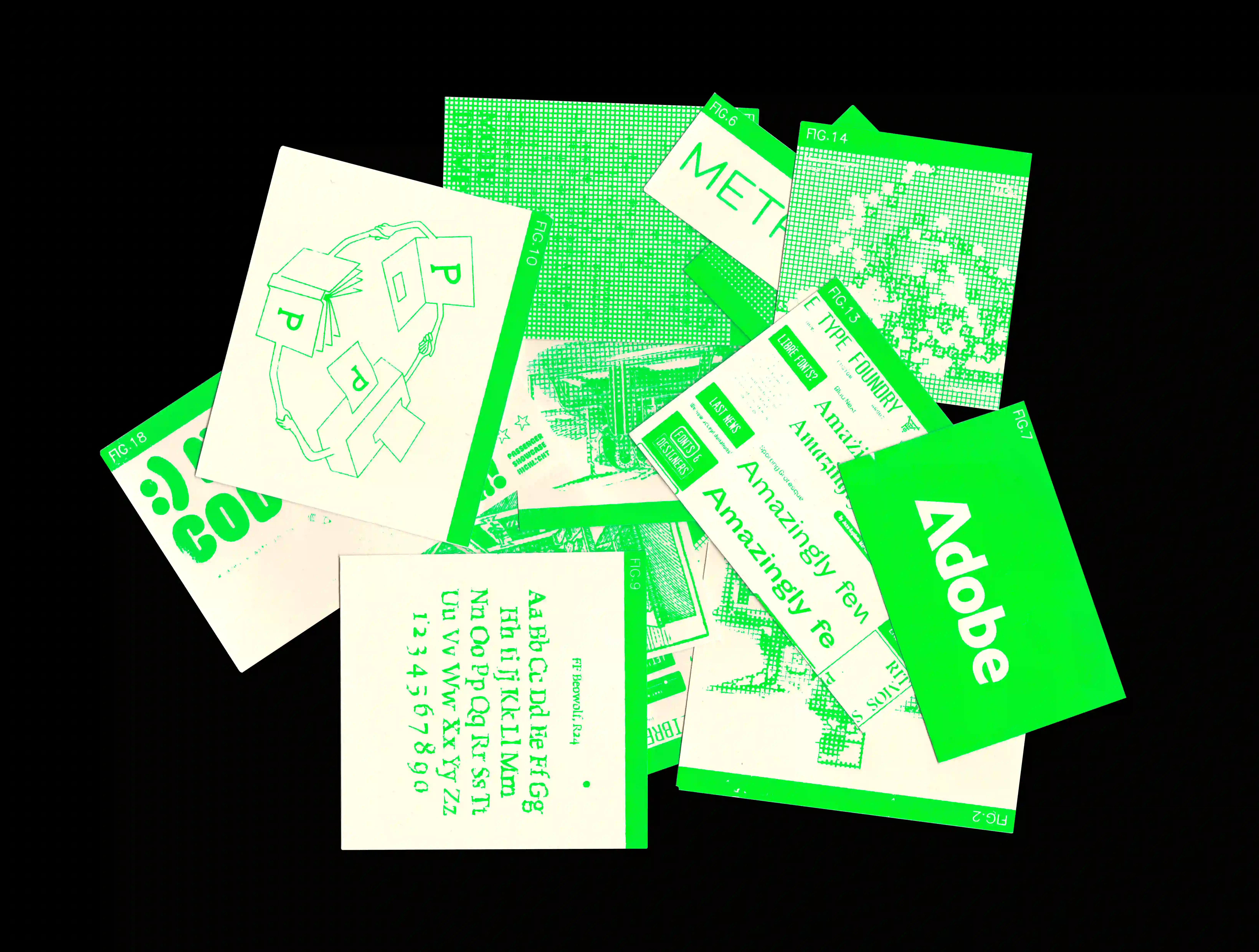 Détail de l'iconographie réalisée en sérigraphie rose fluo sur papier blanc