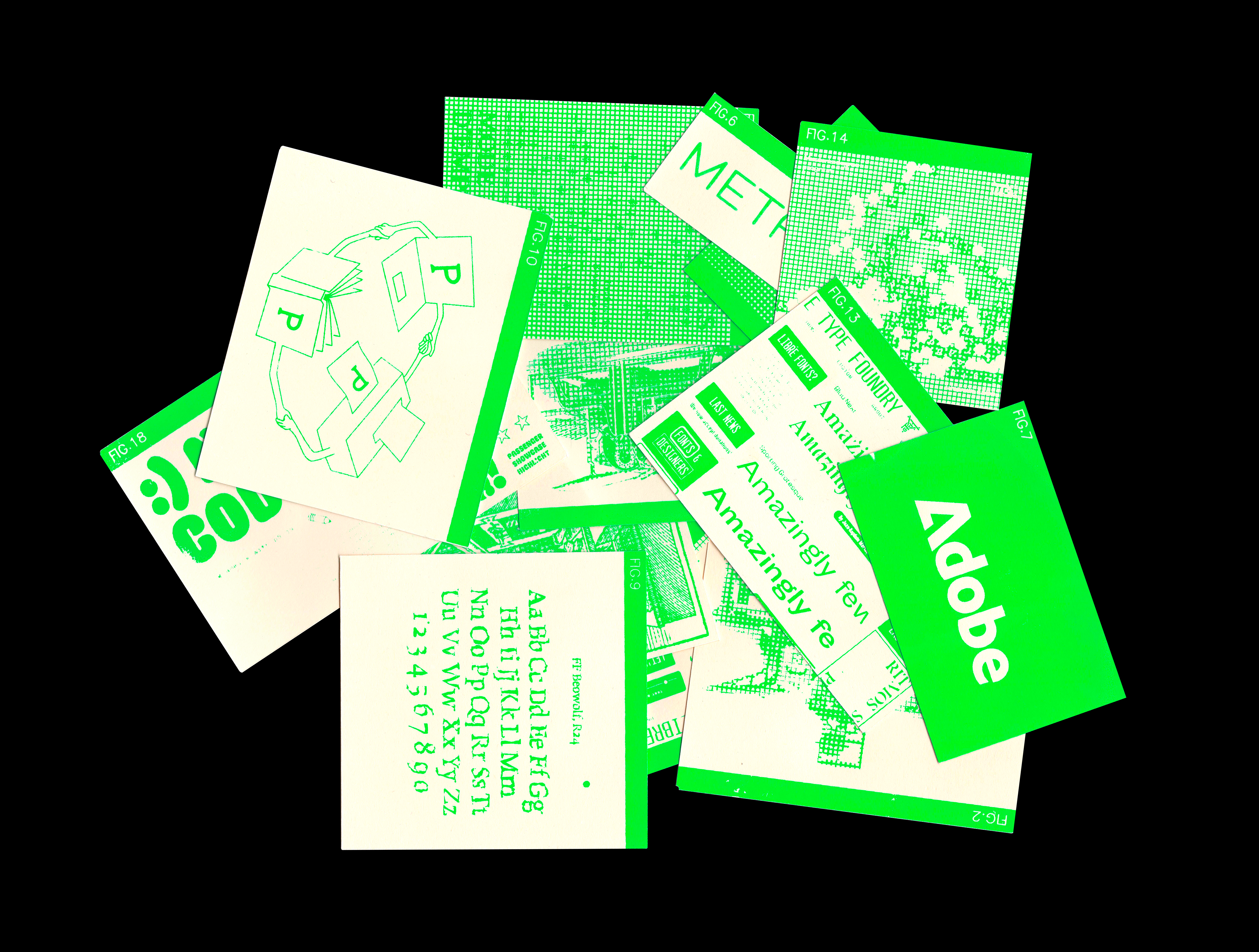 Détail de l'iconographie réalisée en sérigraphie rose fluo sur papier blanc